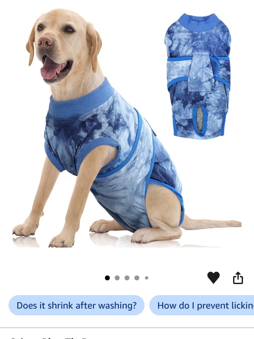 Blue Tie-Dye Recovery Dog Suit